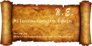 Miloszavlyevits Edvin névjegykártya